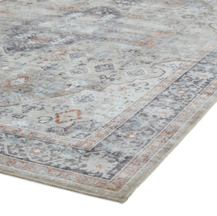 Think Rugs tabriz washable h1156 beige Beige Living Room Washable Rug.