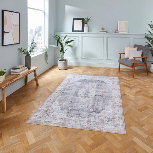 Think Rugs tabriz washable h1156 grey Grey Living Room Washable Rug.