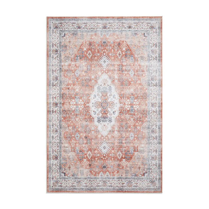 Think Rugs tabriz washable h1156 terra Orange Living Room Washable Rug.