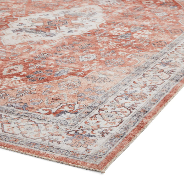 Think Rugs tabriz washable h1156 terra Orange Living Room Washable Rug.