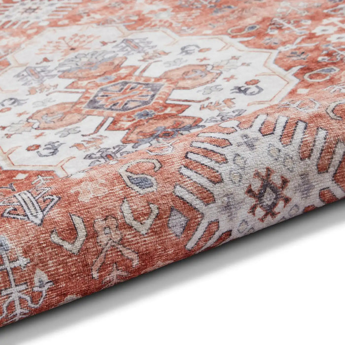 Think Rugs tabriz washable h1156 terra Orange Living Room Washable Rug.