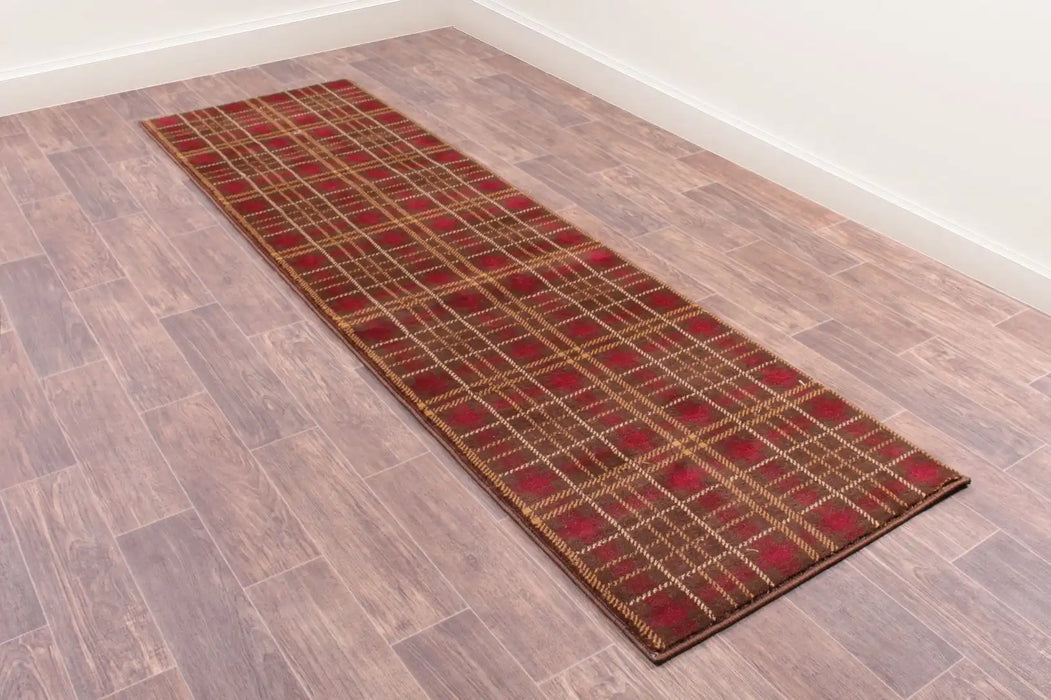 URCO tartan brown Brown, Red Living Room Geometric Rug.