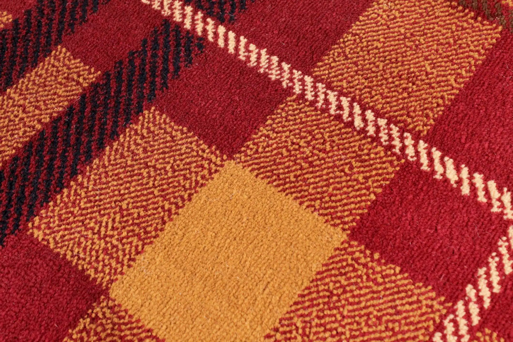 URCO tartan red Red Living Room Geometric Rug.