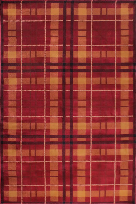 URCO tartan red Red Living Room Geometric Rug.