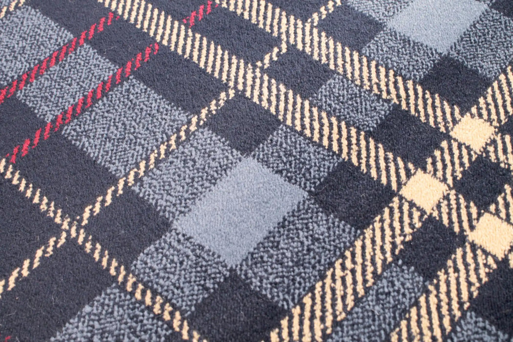 URCO tartan blue Blue Living Room Geometric Rug.