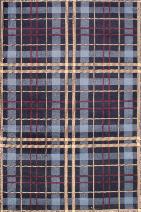 URCO tartan blue Blue Living Room Geometric Rug.
