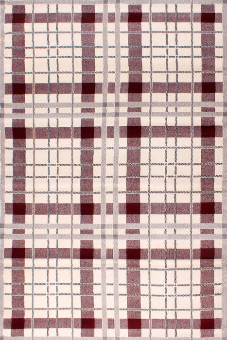 URCO tartan red cream Red, Cream Living Room Geometric Rug.
