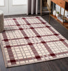 URCO tartan red cream Red, Cream Living Room Geometric Rug.