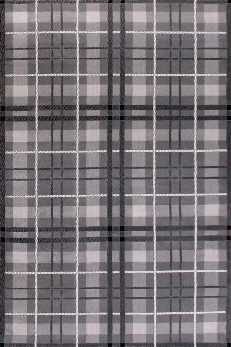 URCO tartan grey Grey Living Room Geometric Rug.