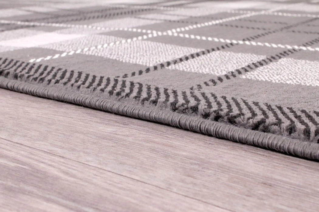 URCO tartan grey Grey Living Room Geometric Rug.