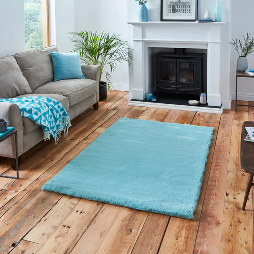 Think Rugs teddy blue Blue Living Room  Rug.