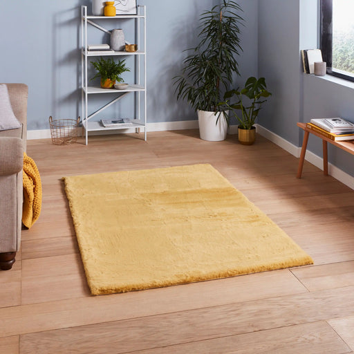 Think Rugs teddy yellow Yellow Living Room  Rug.