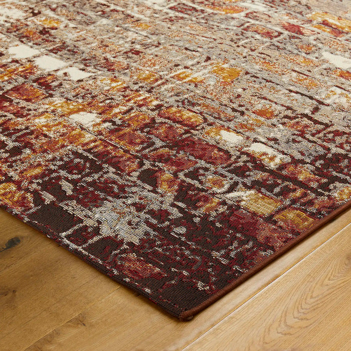 Oriental Weavers terra nova brick Multicoloured, Red Living Room Flat Weave Rug.