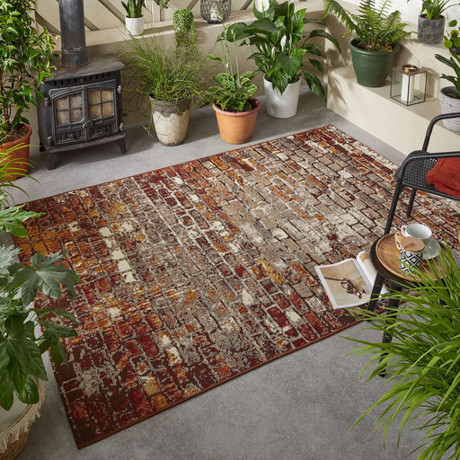 Oriental Weavers terra nova brick Multicoloured, Red Living Room Flat Weave Rug.