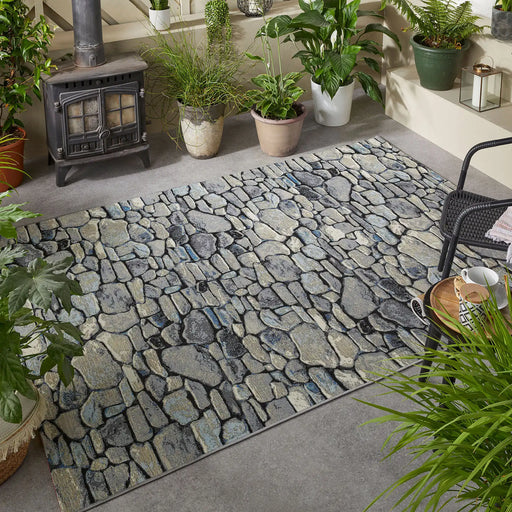 Oriental Weavers terra nova pebble Grey, Multicoloured Living Room Flat Weave Rug.