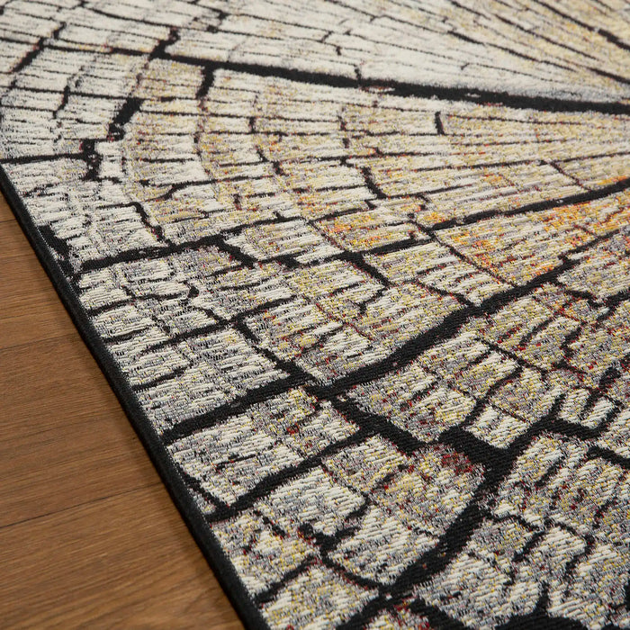 Oriental Weavers terra nova wood Black, Ivory, Multicoloured Living Room Flat Weave Rug.
