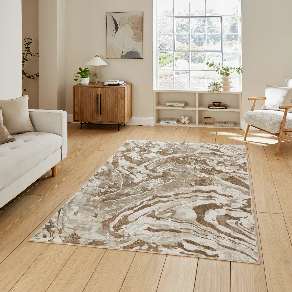 Beige Ripple Rug Tidal TL982 Beige Modern Abstract Rug Beige Rug — RugsDirect Online