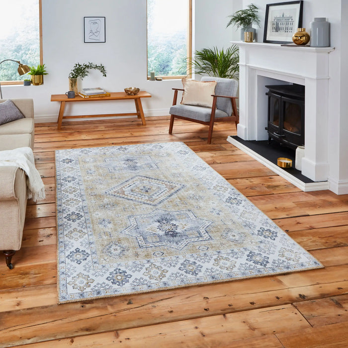 Think Rugs topaz think topaz g4705 gold Multicoloured Living Room Flat Weave Rug.