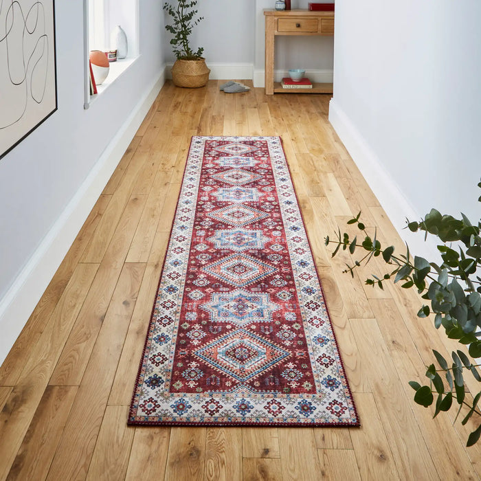 Think Rugs topaz think topaz g4705 red Multicoloured, Red Living Room Flat Weave Rug.