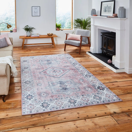 Think Rugs topaz think topaz g4705 rose Multicoloured, Pink Living Room Flat Weave Rug.