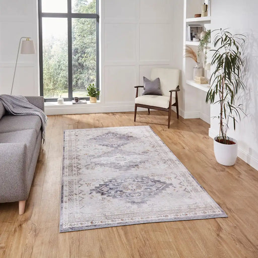 Think Rugs topaz think h1265 grey beige Grey, Beige Living Room Flat Weave Rug.