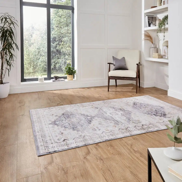 Think Rugs topaz think h1265 grey beige Grey, Beige Living Room Flat Weave Rug.