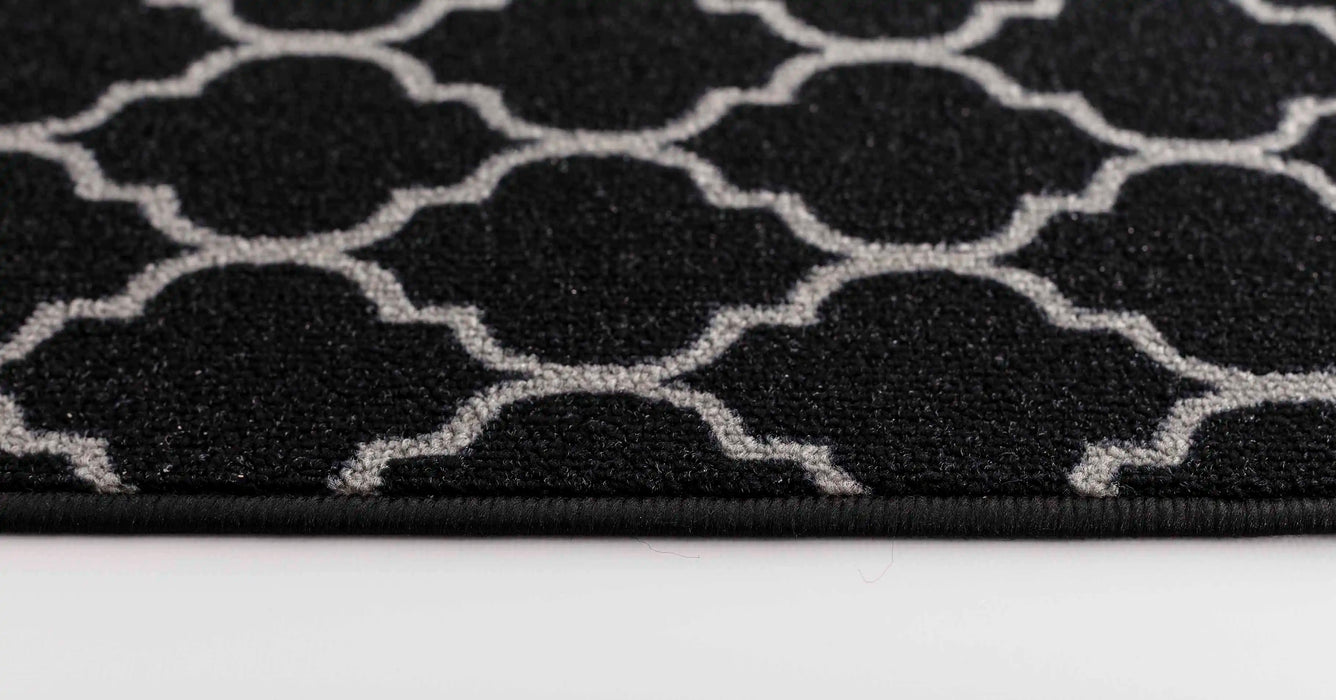 Serdim Rugs gel back trellis black Black Living Room Geometric Rug.
