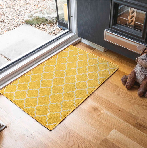 Serdim Rugs gel back trellis gold Yellow Living Room Geometric Rug.