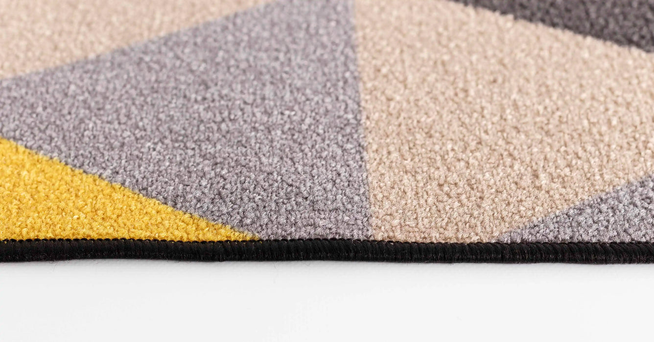 Serdim Rugs gel back triangle dark gold Grey, Yellow, Multicoloured Living Room Geometric Rug.