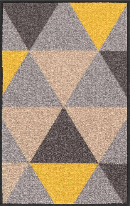 Serdim Rugs gel back triangle dark gold Grey, Yellow, Multicoloured Living Room Geometric Rug.