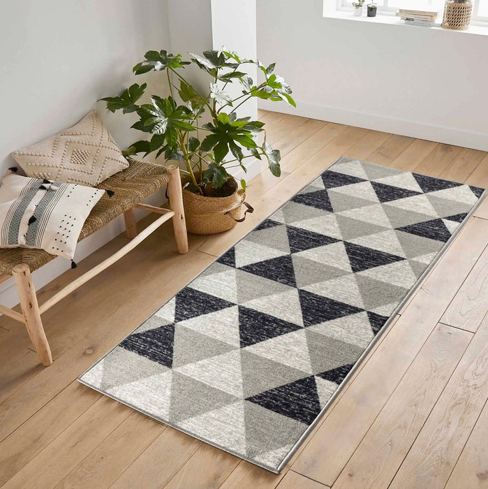 Serdim Rugs gel back triangle grey Grey Living Room Geometric Rug.
