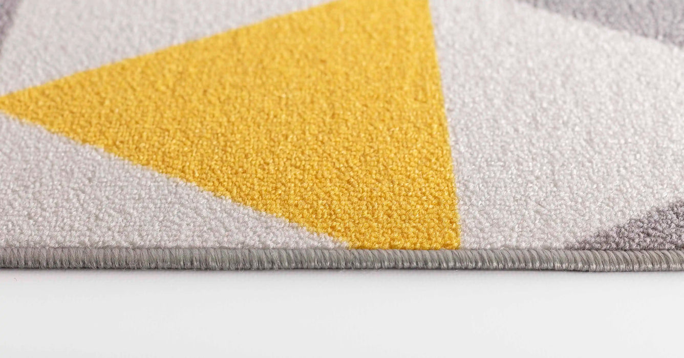 Serdim Rugs gel back triangle light gold Grey, Yellow Living Room Geometric Rug.