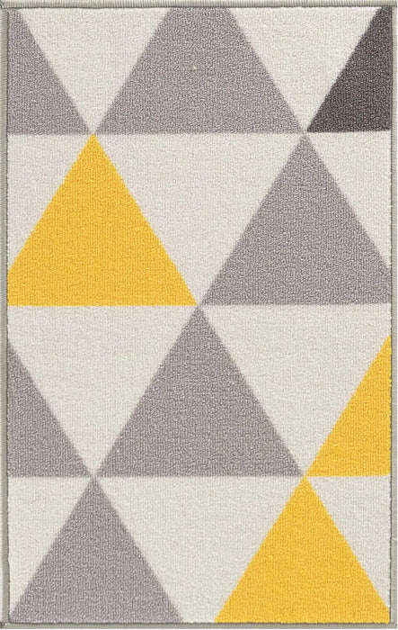 Serdim Rugs gel back triangle light gold Grey, Yellow Living Room Geometric Rug.