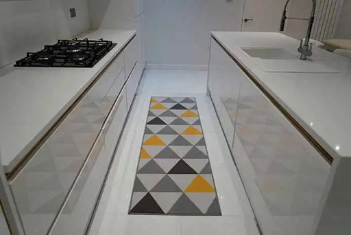 Serdim Rugs gel back triangle light gold Grey, Yellow Living Room Geometric Rug.