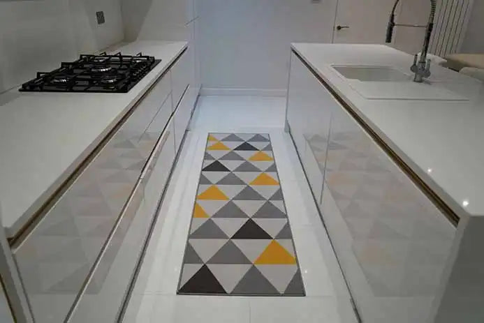 Serdim Rugs gel back triangle light gold Grey, Yellow Living Room Geometric Rug.