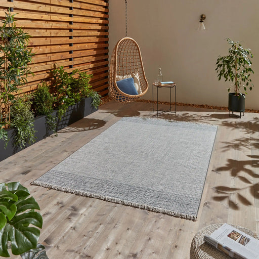 Think Rugs tweed think 9743 beige blue Blue, Beige Outdoor  Flat Weave Rug.