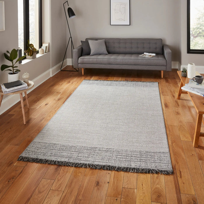 Think Rugs tweed think 9743 silver Grey Outdoor  Flat Weave Rug.