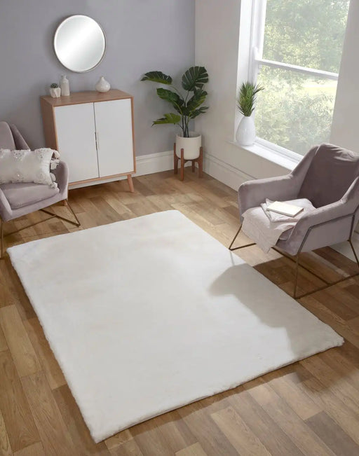 HMC luxe faux fur ivory  Living Room  Rug.