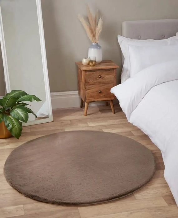 HMC luxe faux fur beige Beige Living Room  Rug.