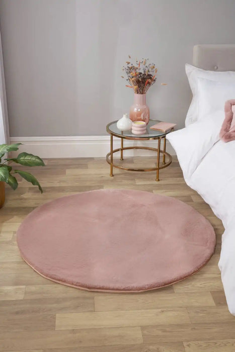 HMC luxe faux fur blush Pink Living Room  Rug.