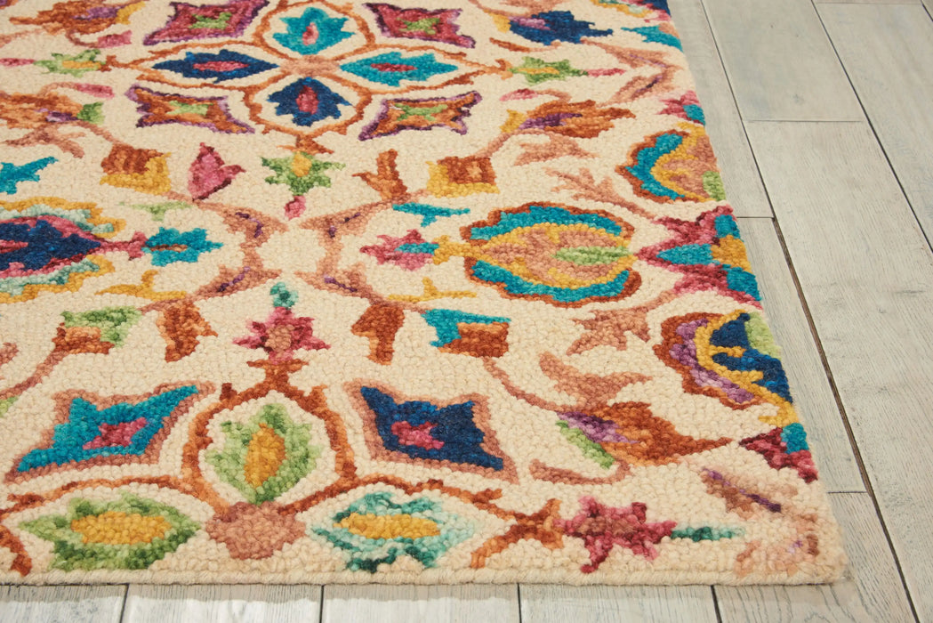 Nourison vibrant vib08 ivory Multicoloured Living Room Geometric Rug.
