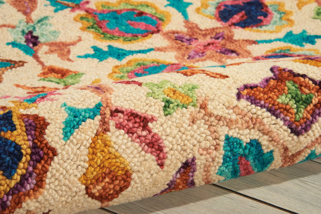 Nourison vibrant vib08 ivory Multicoloured Living Room Geometric Rug.