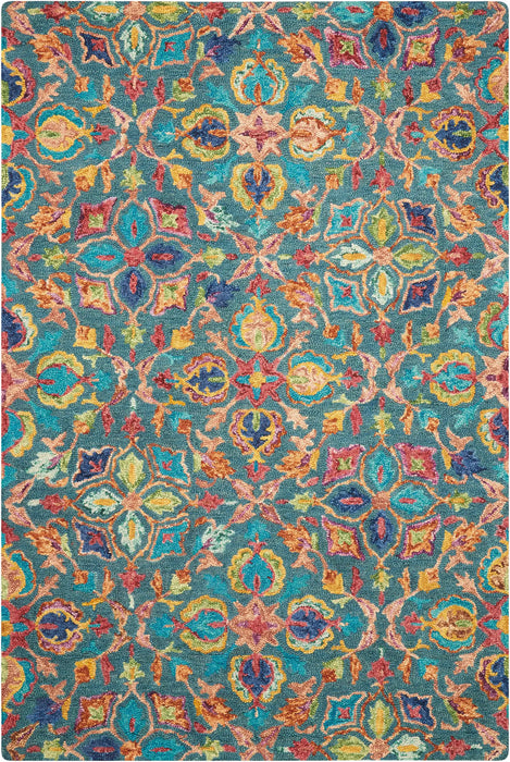 Nourison vibrant vib08 teal Blue, Green, Multicoloured, Teal Living Room Geometric Rug.