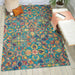 Nourison vibrant vib08 teal Blue, Green, Multicoloured, Teal Living Room Geometric Rug.