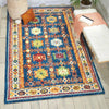 Nourison vibrant vib09 navy Blue, Multicoloured, Navy Living Room Geometric Rug.