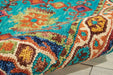Nourison vibrant vib09 teal Green, Multicoloured, Teal Living Room Geometric Rug.