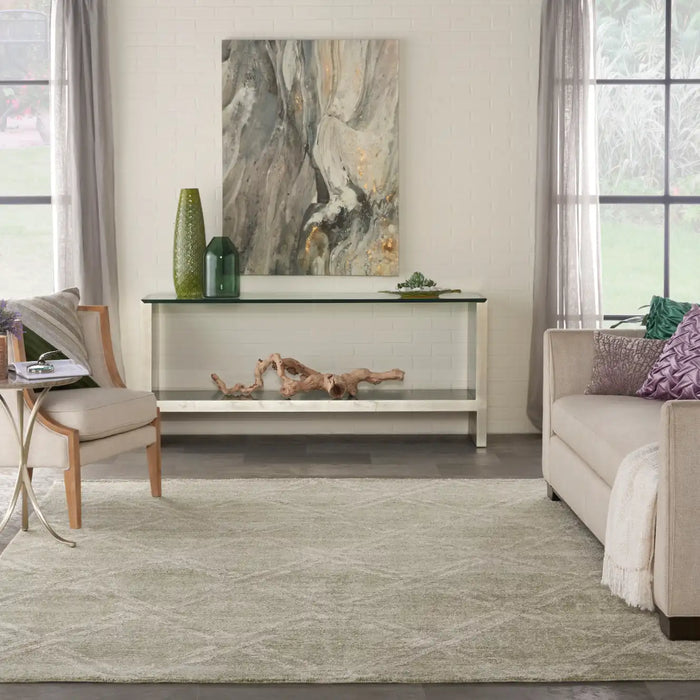 Nourison venosa vsn01 green ivory Green, Ivory Living Room Geometric Rug.