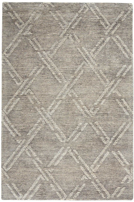 Nourison venosa vsn01 grey ivory Grey, Ivory Living Room Geometric Rug.