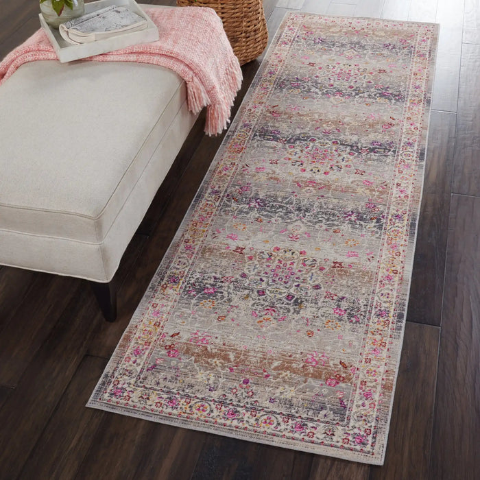 Nourison vintage kashan vka01 grey Grey, Multicoloured Living Room Floral Rug.