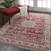 Nourison vintage kashan vka01 red Red Living Room Floral Rug.